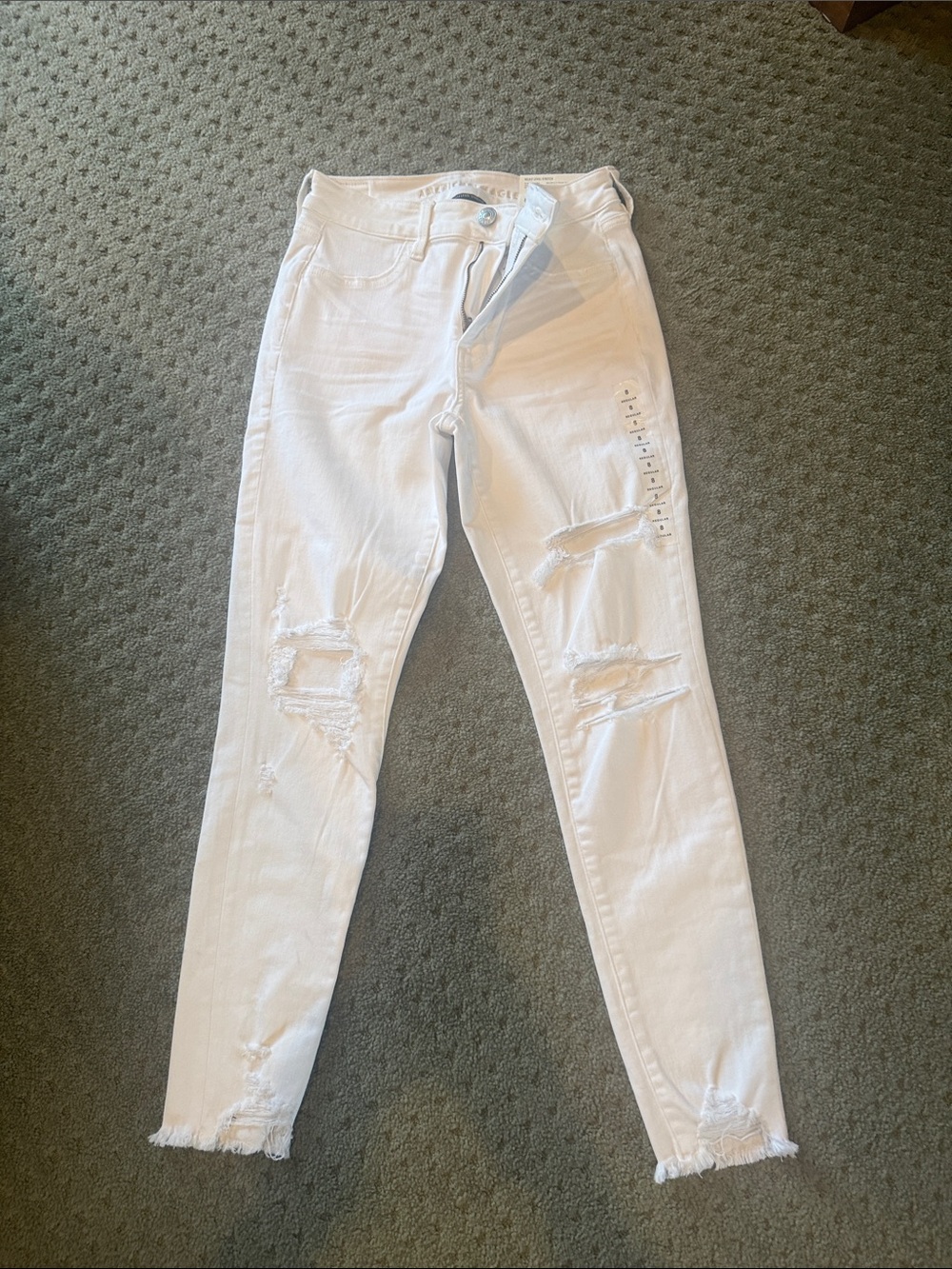 American Eagle Outfitters White Skinny Distressed Jeans - Picture 4 of 5